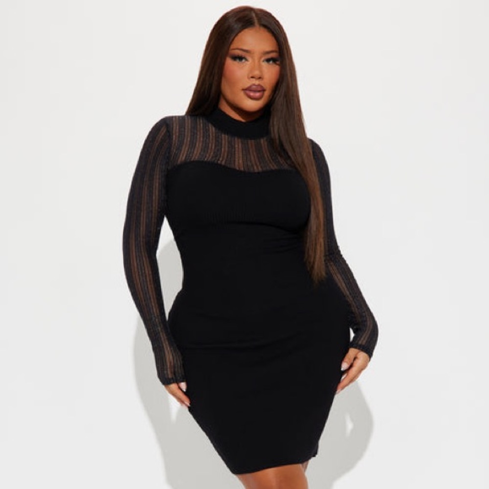 Fashion Nova Black Long Sleeve bodycon Dress
